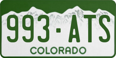 CO license plate 993ATS