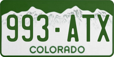 CO license plate 993ATX