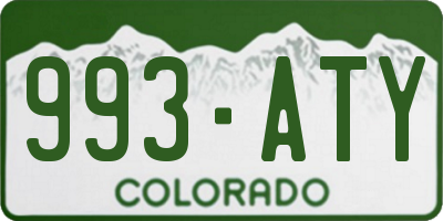 CO license plate 993ATY