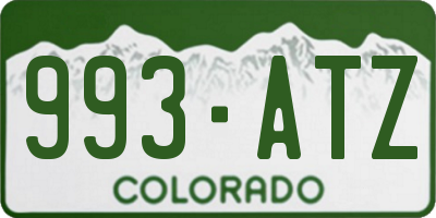 CO license plate 993ATZ