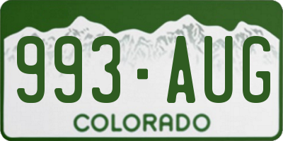 CO license plate 993AUG