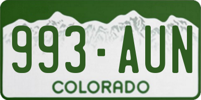 CO license plate 993AUN