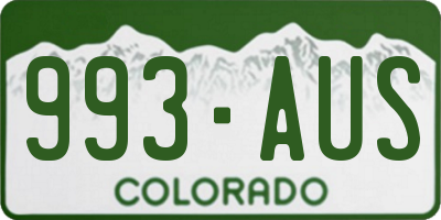 CO license plate 993AUS