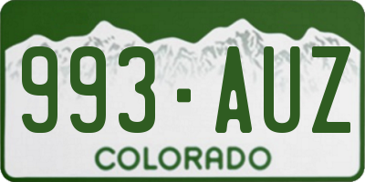 CO license plate 993AUZ