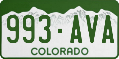 CO license plate 993AVA