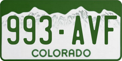 CO license plate 993AVF