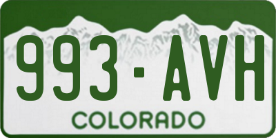 CO license plate 993AVH