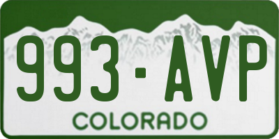 CO license plate 993AVP