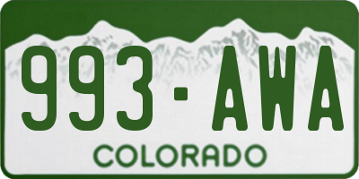 CO license plate 993AWA