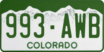 CO license plate 993AWB