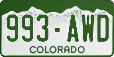 CO license plate 993AWD