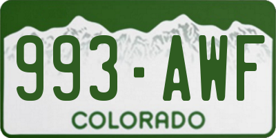 CO license plate 993AWF