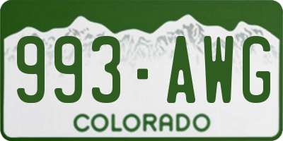 CO license plate 993AWG