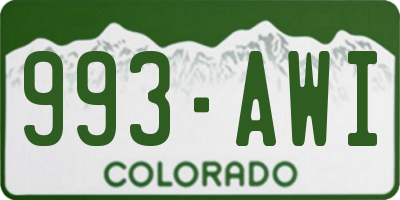 CO license plate 993AWI