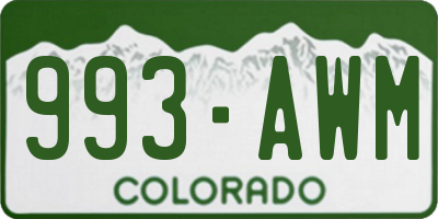CO license plate 993AWM