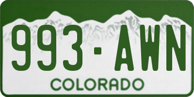 CO license plate 993AWN
