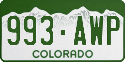 CO license plate 993AWP