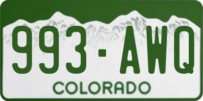CO license plate 993AWQ