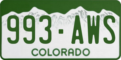 CO license plate 993AWS