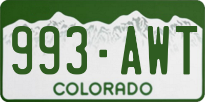CO license plate 993AWT