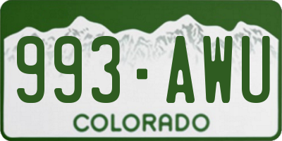 CO license plate 993AWU