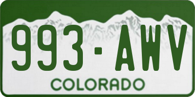 CO license plate 993AWV