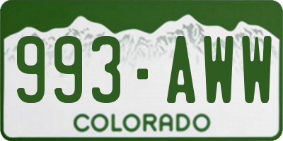 CO license plate 993AWW