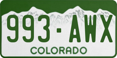 CO license plate 993AWX