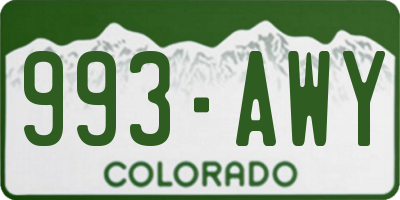 CO license plate 993AWY