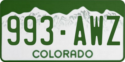 CO license plate 993AWZ