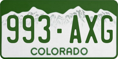 CO license plate 993AXG