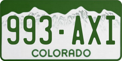 CO license plate 993AXI