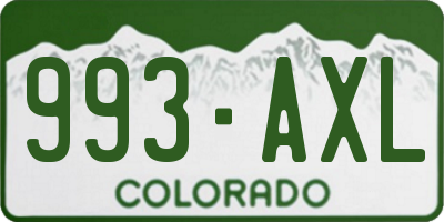 CO license plate 993AXL