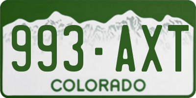 CO license plate 993AXT