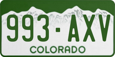 CO license plate 993AXV