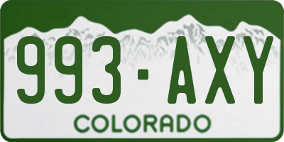 CO license plate 993AXY