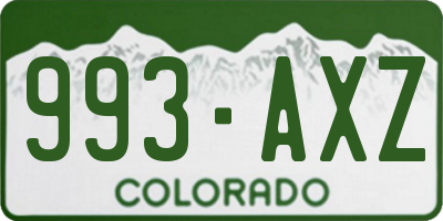 CO license plate 993AXZ