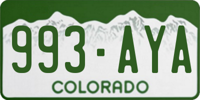 CO license plate 993AYA