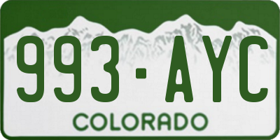 CO license plate 993AYC