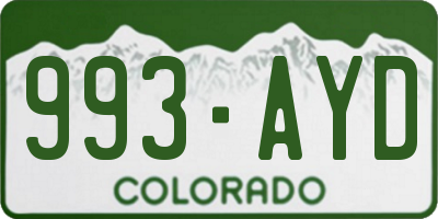 CO license plate 993AYD