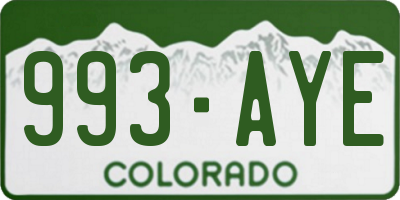 CO license plate 993AYE