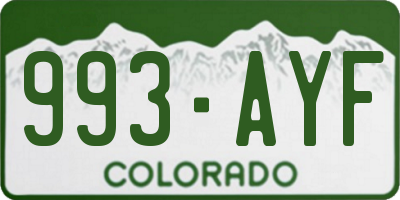 CO license plate 993AYF