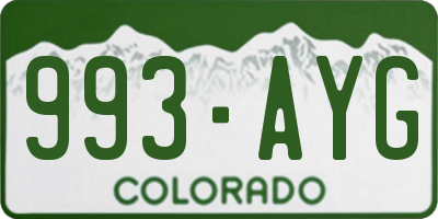 CO license plate 993AYG