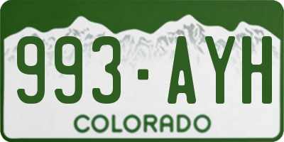 CO license plate 993AYH