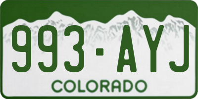 CO license plate 993AYJ