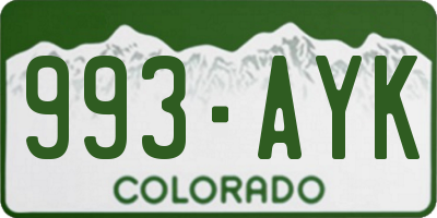 CO license plate 993AYK