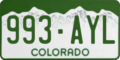 CO license plate 993AYL