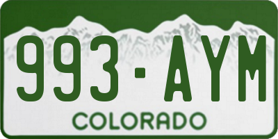 CO license plate 993AYM