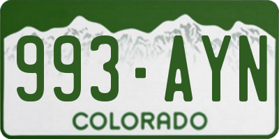 CO license plate 993AYN