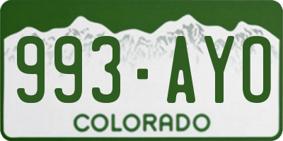 CO license plate 993AYO